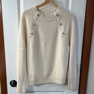J. Crew Cream Button-Detail Sweater
